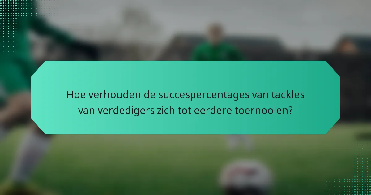 Hoe verhouden de succespercentages van tackles van verdedigers zich tot eerdere toernooien?