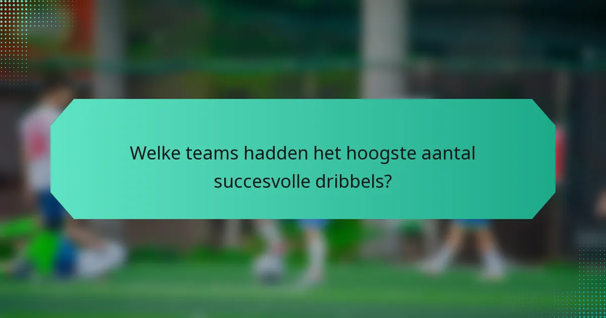 Welke teams hadden het hoogste aantal succesvolle dribbels?